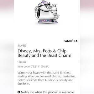 Pandora disney Mrs Potts charm